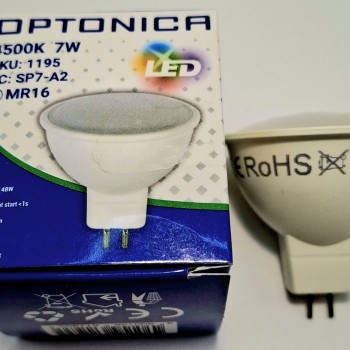 КРУШКА-ЛЕД 12V MR16 7 W 4500K ОПТОНИКА  @