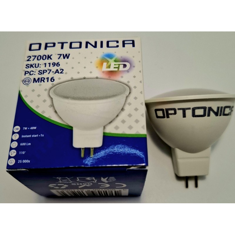 КРУШКА-ЛЕД 12V MR16 7 W 2700K ОПТОНИКА  @