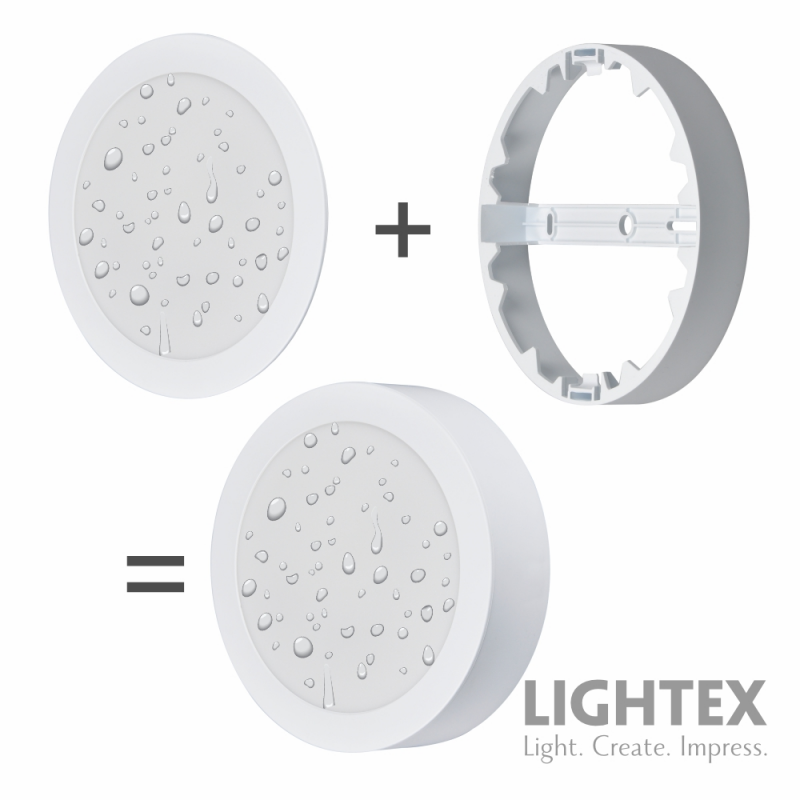 ЛУНА-ЛЕД 220V скрит и открит м-ж 9 W 3000-4000-6500 IP54 Бяла кръгла ф100 Lightex@
