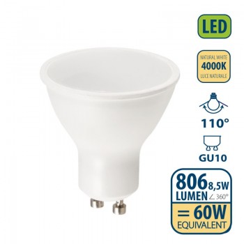 КРУШКА-ЛЕД 220V GU10 8.5W=60W 4000K VELAMP LB108-40K @