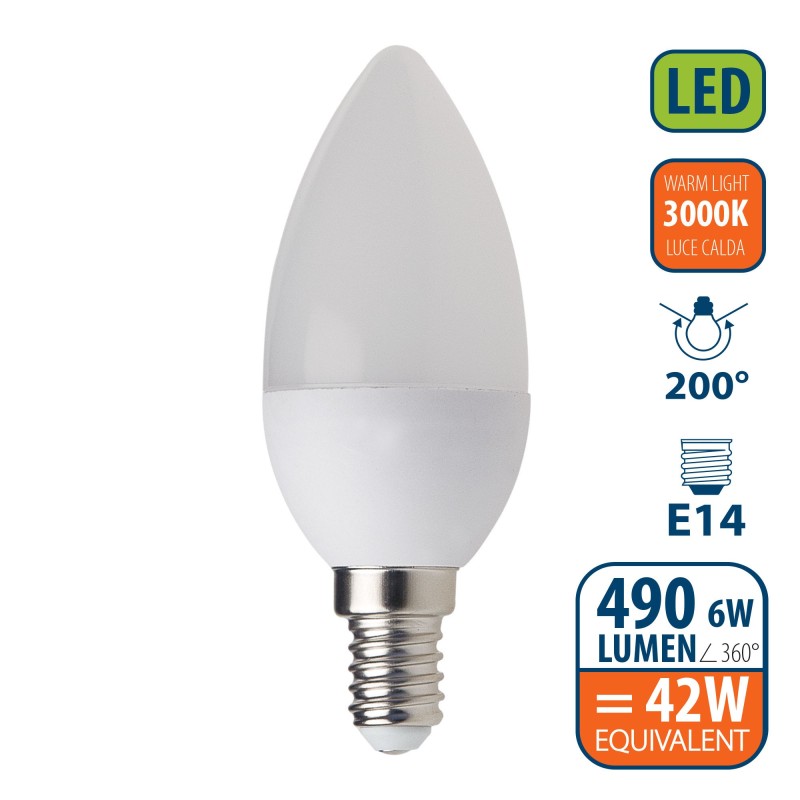 КРУШКА-ЛЕД E14 6W=42W 3000K СВЕЩ VELAMP LB306S-30K@