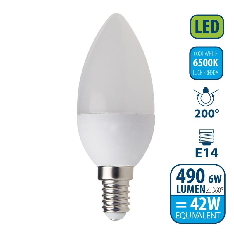 КРУШКА-ЛЕД E14 6W=42W 6500K СВЕЩ VELAMP LB306S-65K@