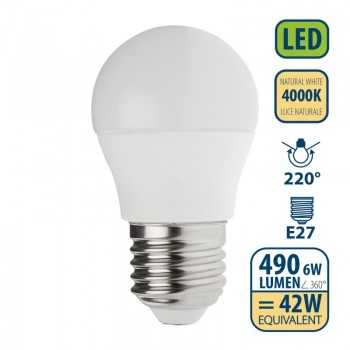КРУШКА-ЛЕД E27 6W=42W 4000K ТОПЧЕ VELAMP LB4067S-40K@