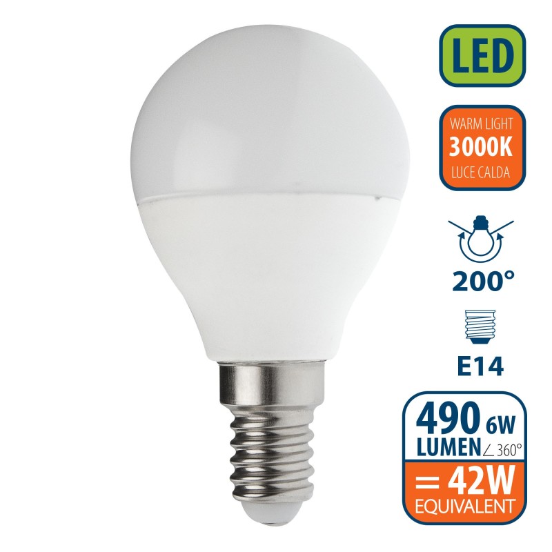 КРУШКА-ЛЕД E14 6W=42W 3000K ТОПЧЕ VELAMP LB406S-30K@