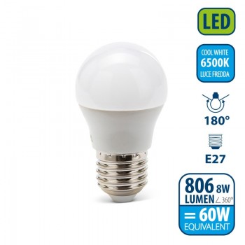 КРУШКА-ЛЕД E27 8W=60W 6500K ТОПЧЕ VELAMP LB4087S-65K@