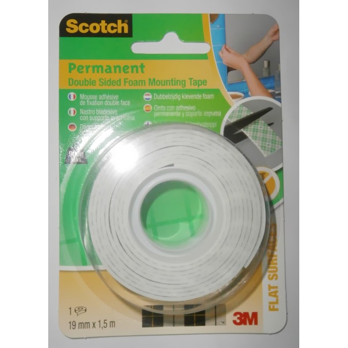 ДВОЙНО ЛЕП.-1.5m/19mm Вътр. Scotch 3M 7кг@